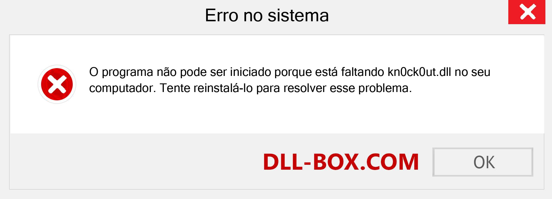 Arquivo kn0ck0ut.dll ausente ?. Download para Windows 7, 8, 10 - Correção de erro ausente kn0ck0ut dll no Windows, fotos, imagens